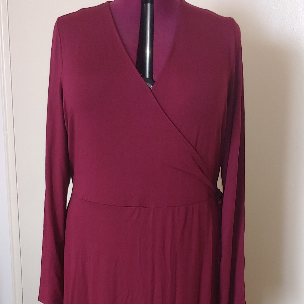 Old Navy XXL Tall burgundy faux wrap dress